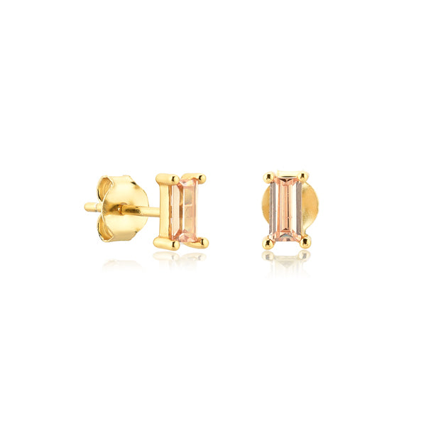 Gold and champagne mini baguette cubic zirconia stud earrings