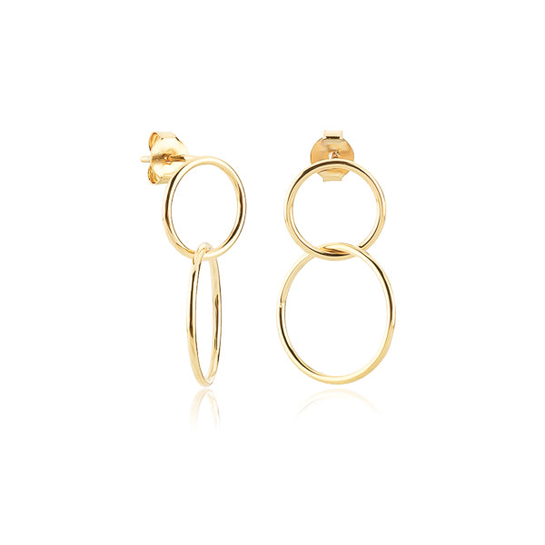 Gold circle drop earrings