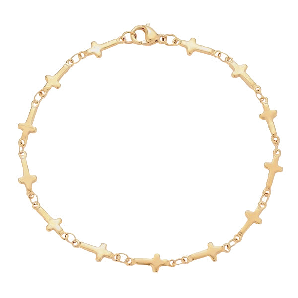 Gold cross chain bracelet