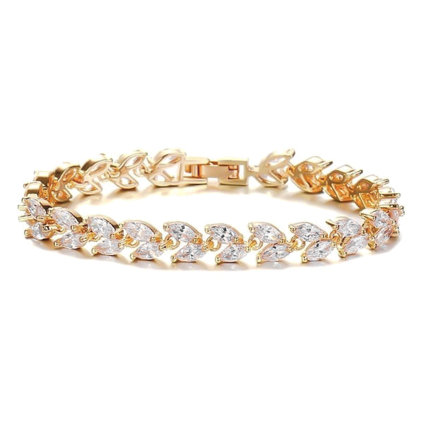 Gold crystal leaf bracelet