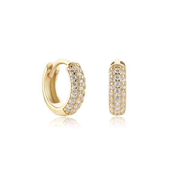 Gold cubic zirconia pavé mini hoop earrings