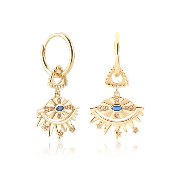 Gold Egyptian sun hoop earrings
