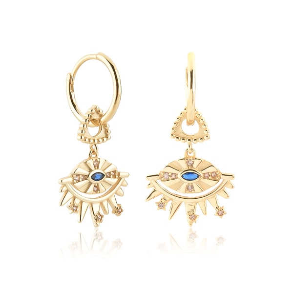 Gold Egyptian sun hoop earrings