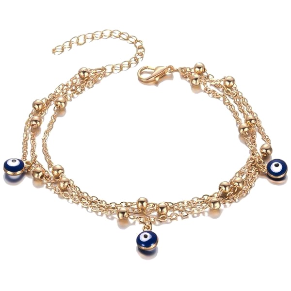 Gold layered evil eye anklet