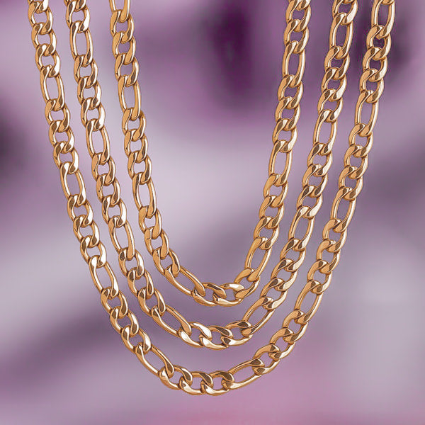 Gold figaro chain necklace with 4.5mm links