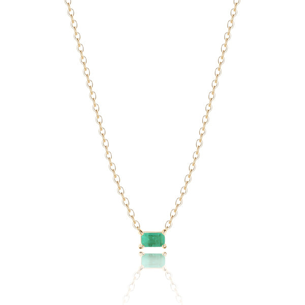Gold Green Tourmaline bar necklace