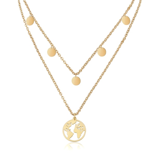 Gold layered world necklace with globe earth pendant