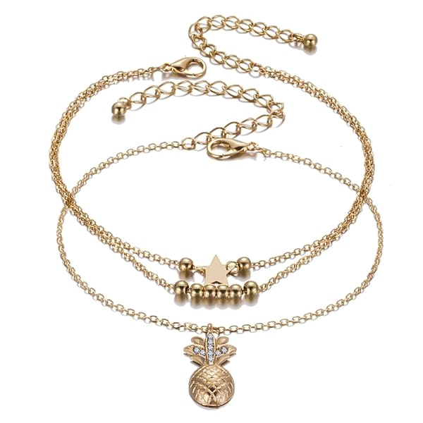 Gold Pineapple Anklet Set