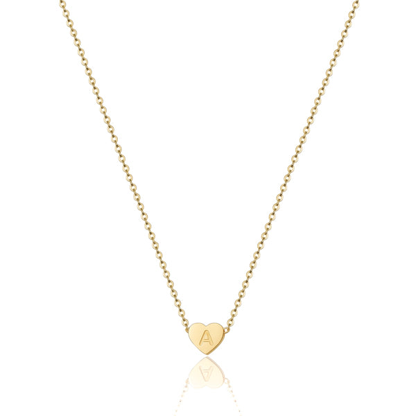 Small gold initial heart necklace