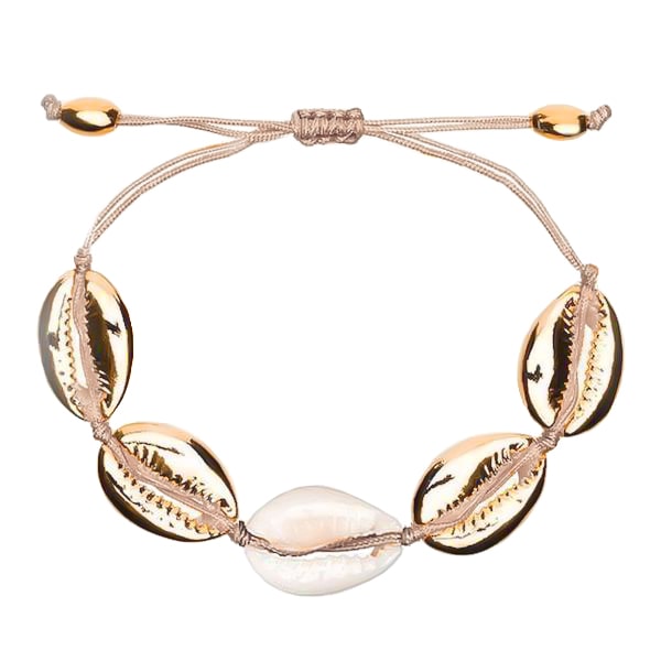 Gold and white cowrie shell bracelet