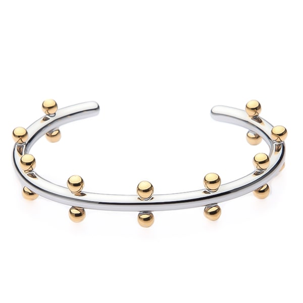 Gold & silver beaded cuff bracelet