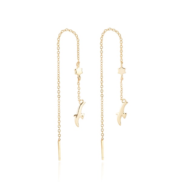 Gold bird threader earrings