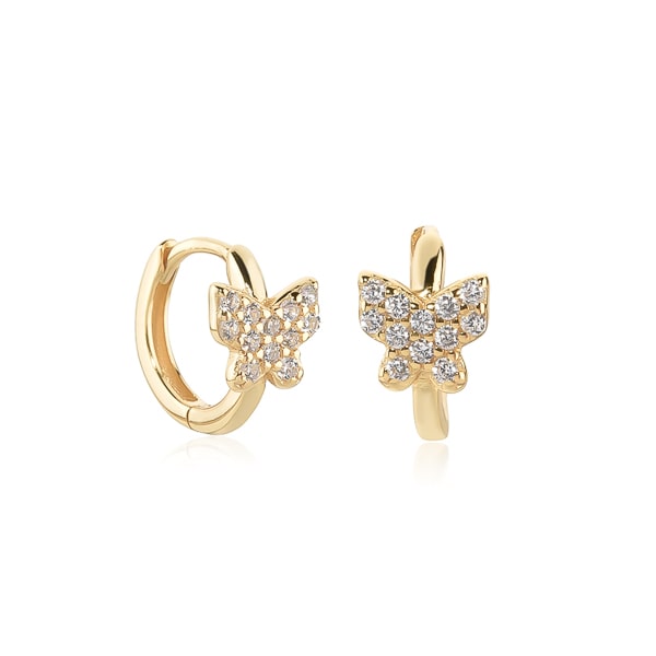 Gold butterfly huggie hoop earrings