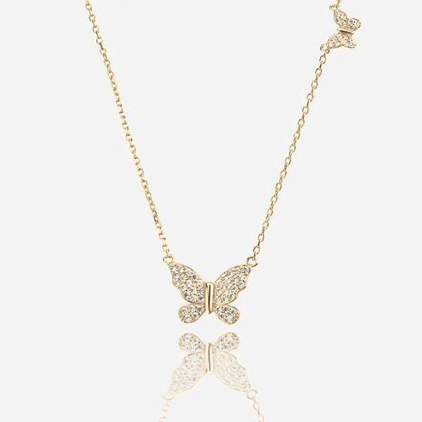 Gold butterfly necklace details