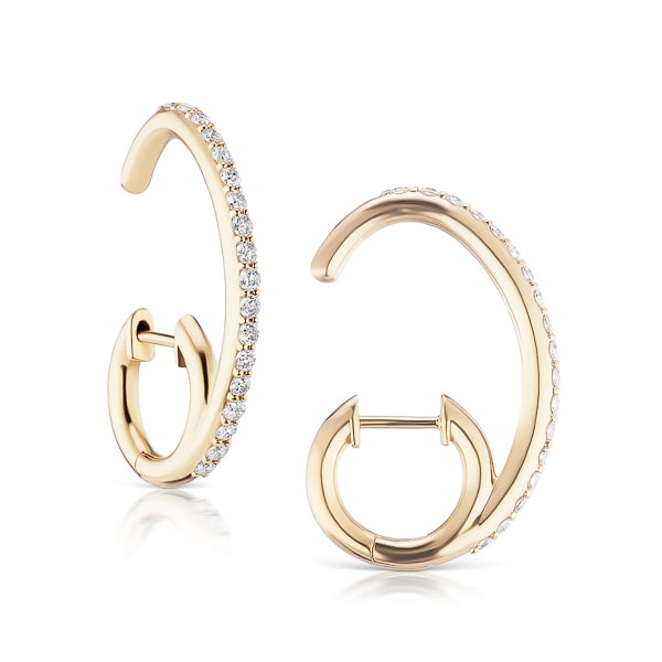 Gold climber hoop earrings