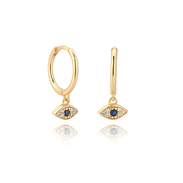 Gold crystal eye mini hoop earrings
