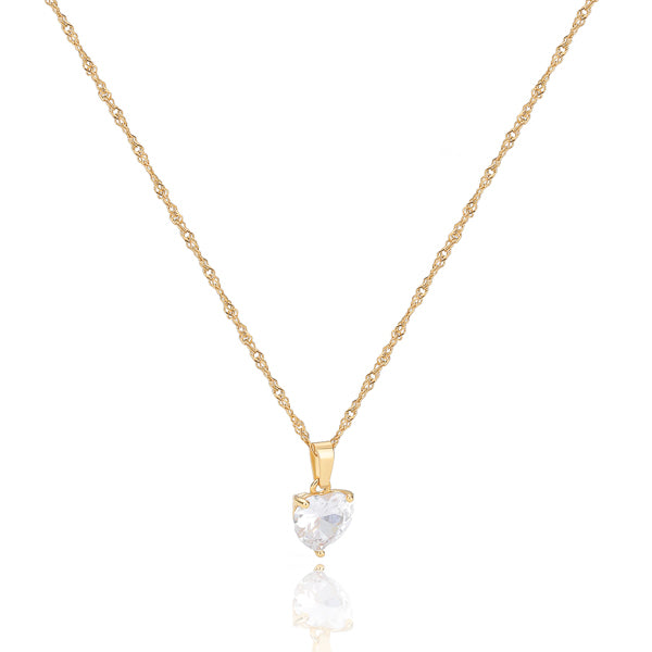 Gold crystal heart pendant necklace