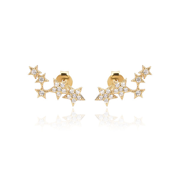 Gold crystal star cluster earrings