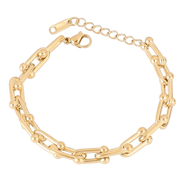 Gold designer link chain bracelet