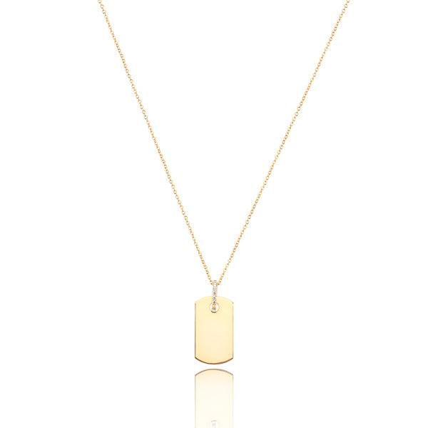 Gold dog tag necklace