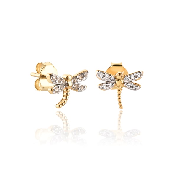 Gold dragonfly stud earrings