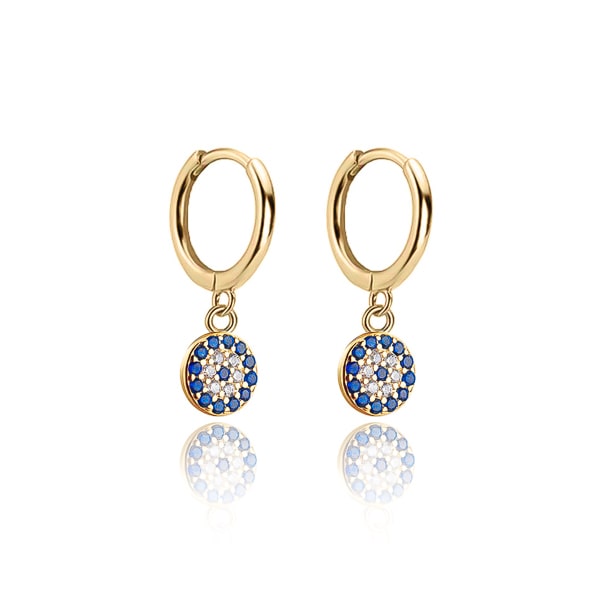 Gold evil eye huggie hoop earrings