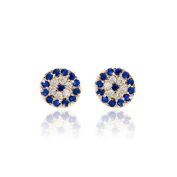 Gold evil eye stud earrings