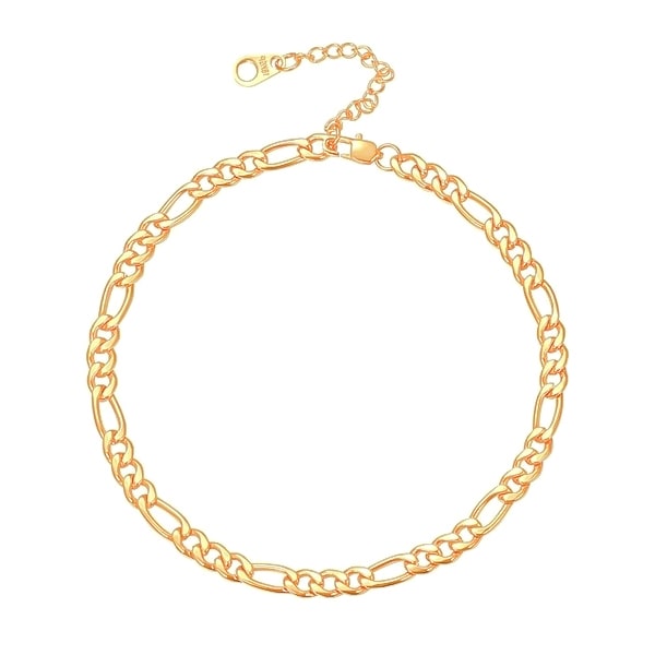 Gold 5mm figaro chain anklet