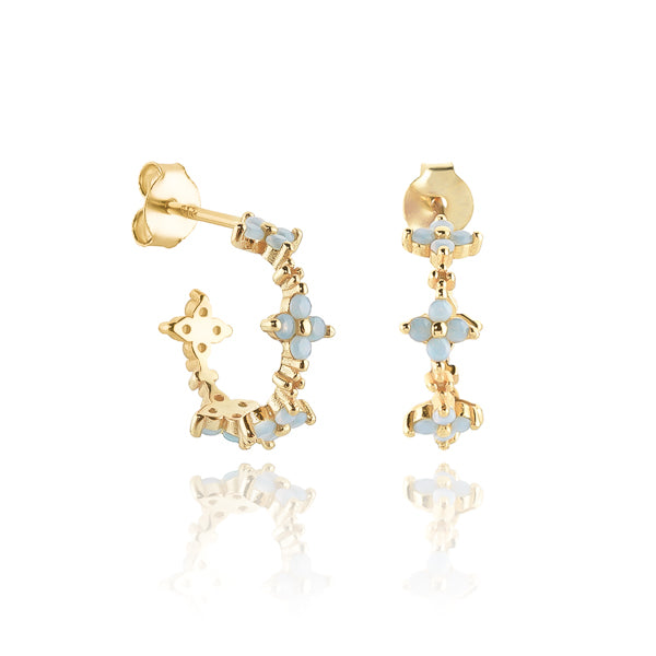 Gold floral hoop earrings