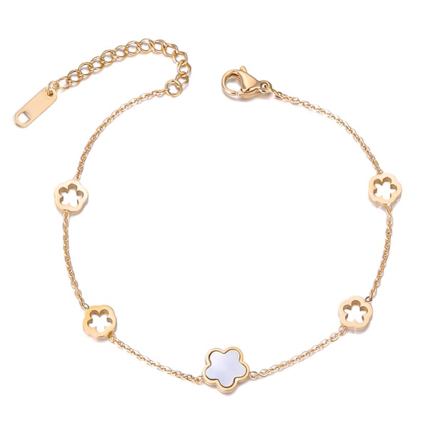 Gold flower chain bracelet