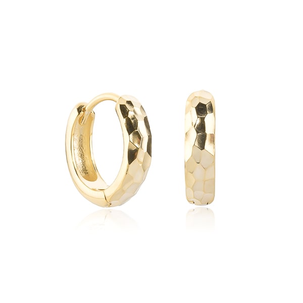 Gold hammered mini hoop earrings