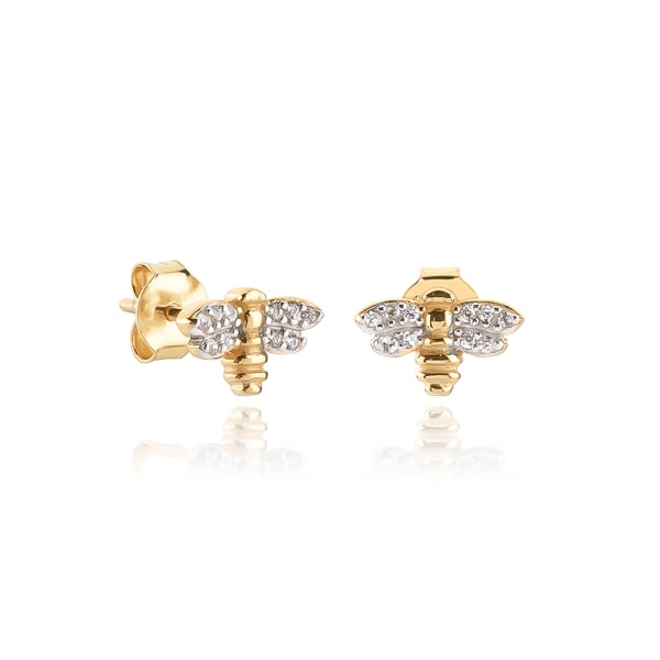 Gold honeybee stud earrings