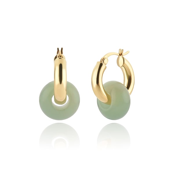 Gold Jade Hoop Earrings Classy Women Collection