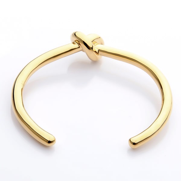 Gold knot cuff bracelet backside view
