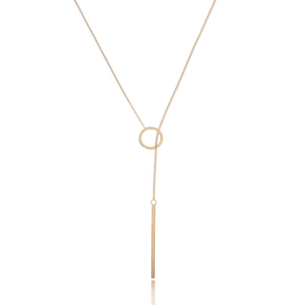 Gold lariat drop chain Y necklace