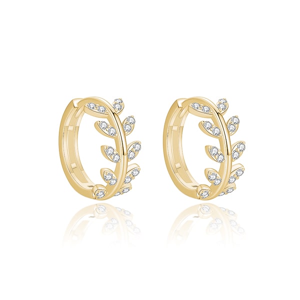 Gold leaf hoop earrings