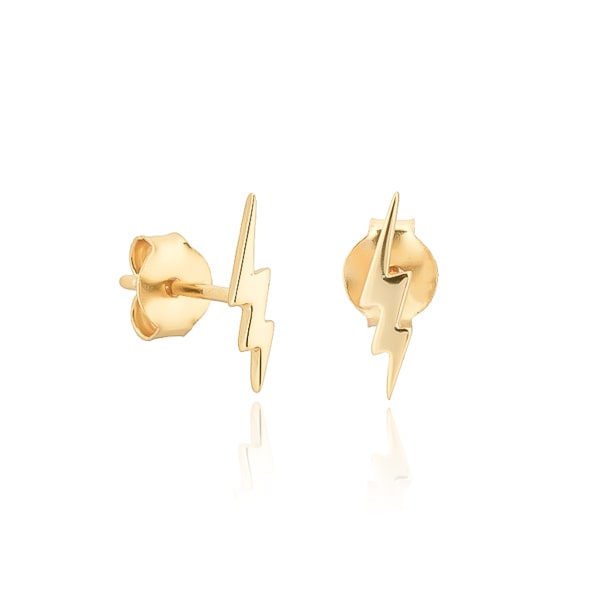 Gold lightning bolt stud earrings