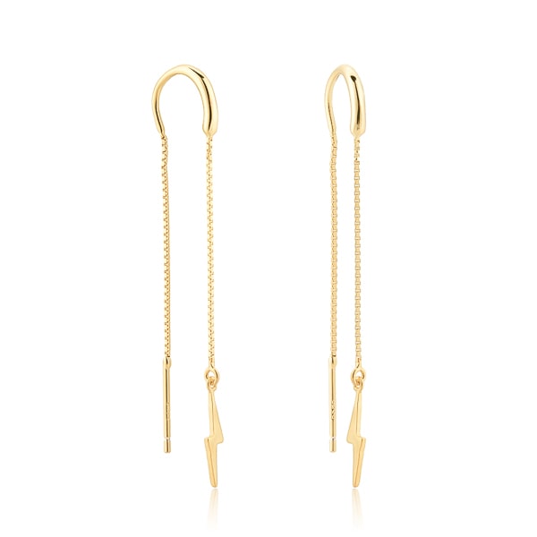 Gold lightning bolt threader earrings