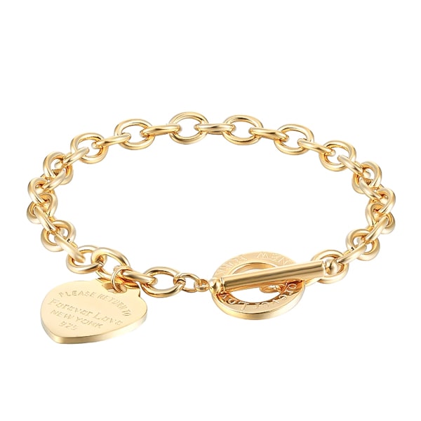 Gold love heart chain bracelet