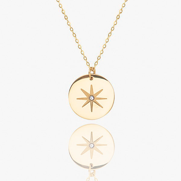 Gold north star necklace details