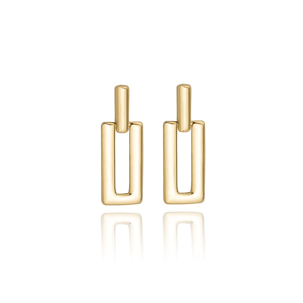 Gold open mini rectangle earrings