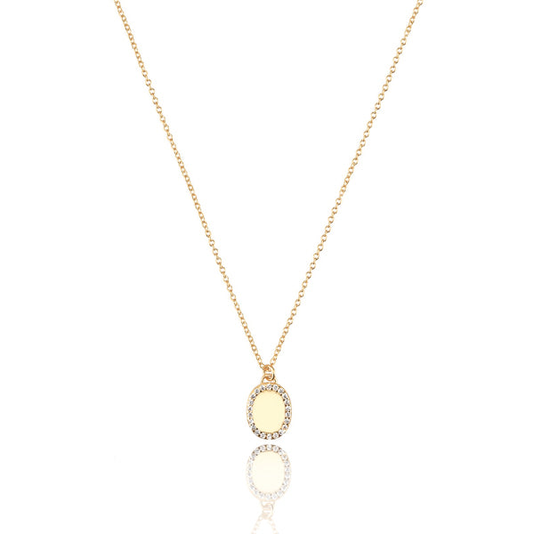 Gold oval pendant necklace