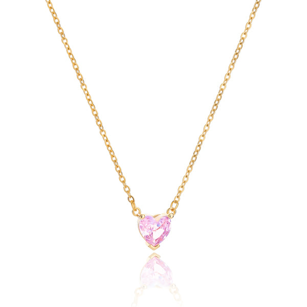 me Women's Gold Plated Crystal Heart Necklace - Gold