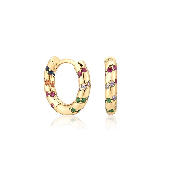 Gold rainbow hoop earrings