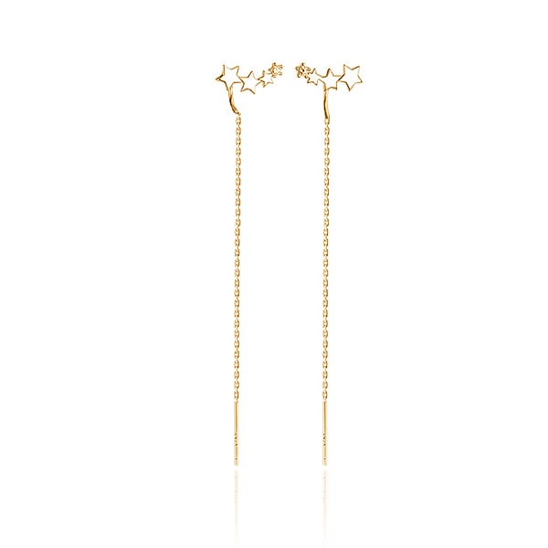 Gold shooting star threader earrings