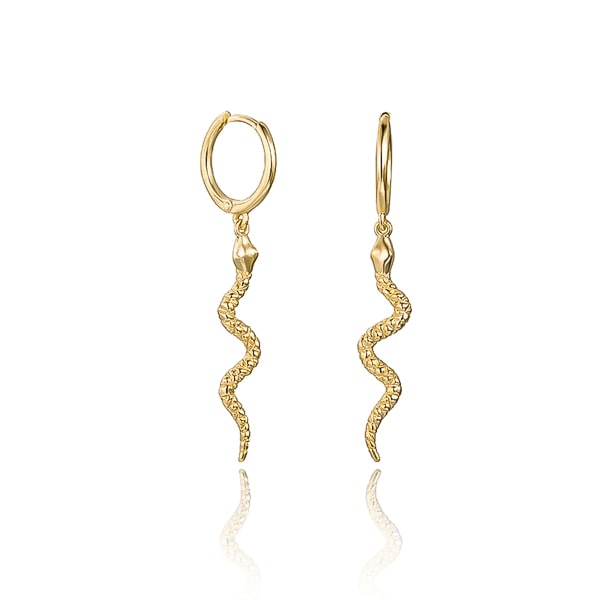 Gold snake drop earrings