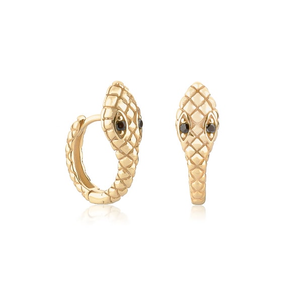 Gold snake huggie hoop earrings