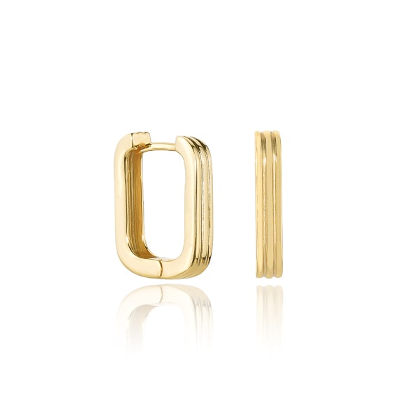 Gold square hoop earrings