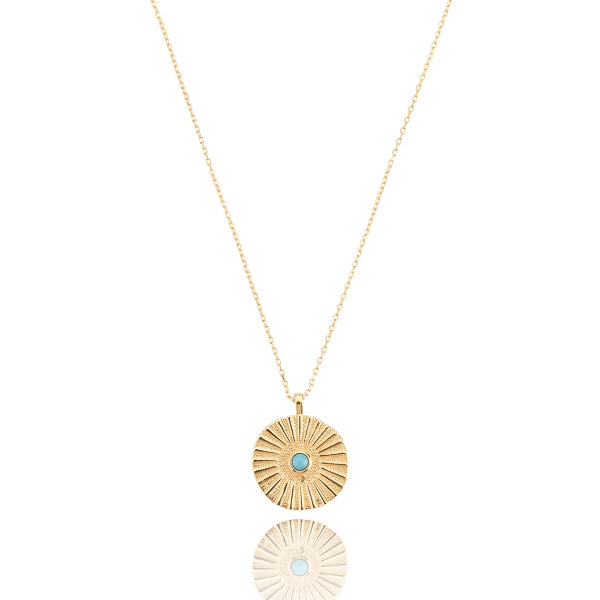 Gold sunset coin necklace