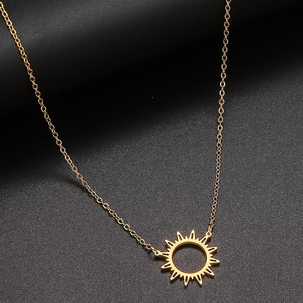 Gold sunshine necklace details